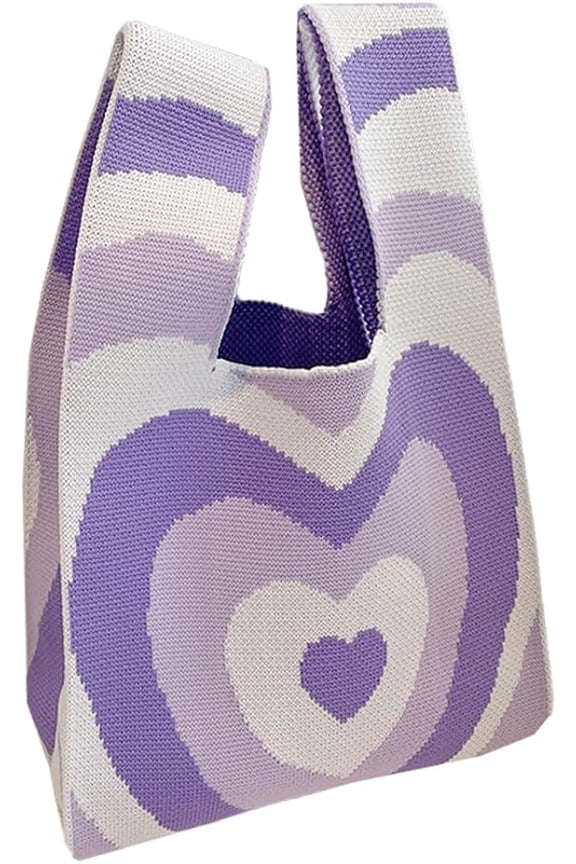 Women's Knit Clutch Purse Love Shoulder Purse Handle Mini Purse Solid Color