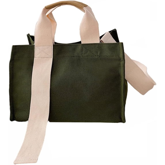 Kukuzhu Women's Large Canvas Tote Bag Simple Shoulder Shopping Bag Solid Color Commuter Fashion Postman Tote Bag