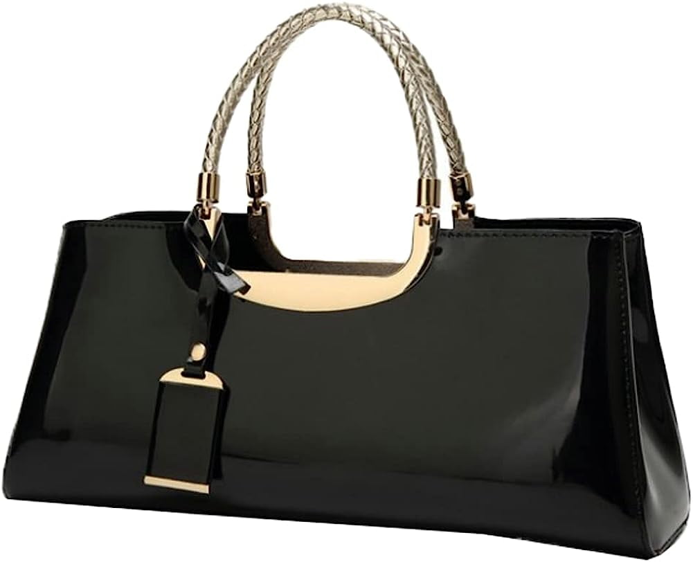 Kukuzhu Women's Metallic Clutch Purse Glossy Leather Hobo Bag Retro