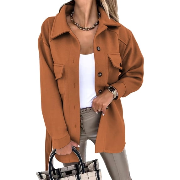 Kukuzhu Women’s Mid-Long Thick Overcoat Wool Blend Button Walking Coat with Waist Belt