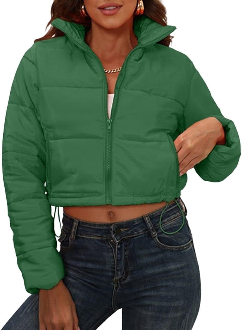 Kukuzhu Women’s Padded Puffer Down Jacket Warm Long Sleeve Solid