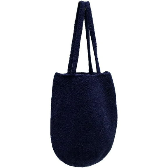 Kukuzhu Women's Plush Bucket Bag Autumn and Winter Atmosphere Double Strap Handbag Single Shoulder Egg Bag Handbag