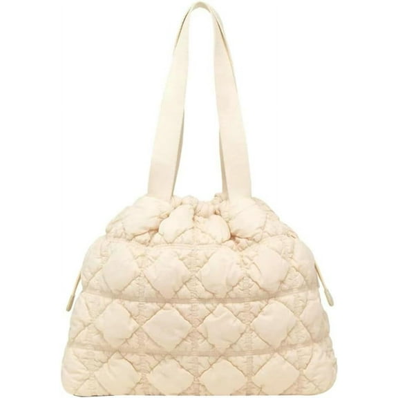 Kukuzhu Women's Quilted Hobo Bag Padding Down Cotton Shoulder Bag Armpit Purse Handbag Cloud Totes Drawstring Top Handle Bag