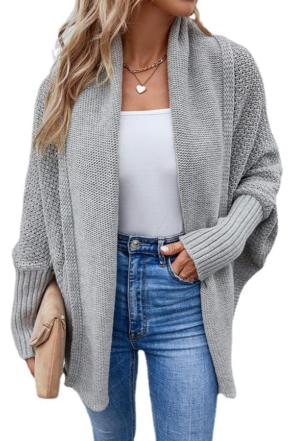 Women's Shawl Collar Open Front Batwing Cardigan Sweaters Oversized Knit Jumpers