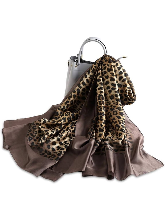 Women's Silk Scarves Animal Print Scarf Leopard Peacock Horse Long Shawl Warm Wrap Sunscreen Shawl All Season