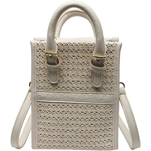 Kukuzhu Women's Straw Crossbody Bag Woven Shoulder Hobo Bay Leather Handbag Ethnic Style Purse Small Totes