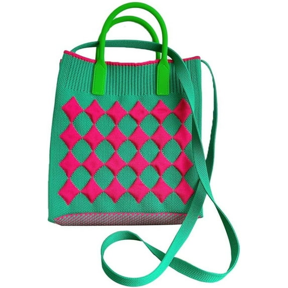 Kukuzhu Women’s Tote Bag Knitted Shoulder Bag Tote Bag Cute Wave Crossbody Handbag Small Purse Satchels