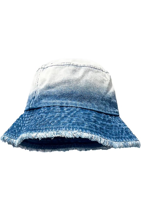 Women’s Vintage Frayed Color Block Bucket Hats Trendy Washed Cotton Fisherman Caps Distressed Slouchy Fishing Hats