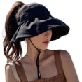 thumbnail image 1 of Kukuzhu Women's Wide Brim Sun Visor Hat with Ponytail Opening, Adjustable UV Protection Golf Tennis Beach Sports Cap, 1 of 5
