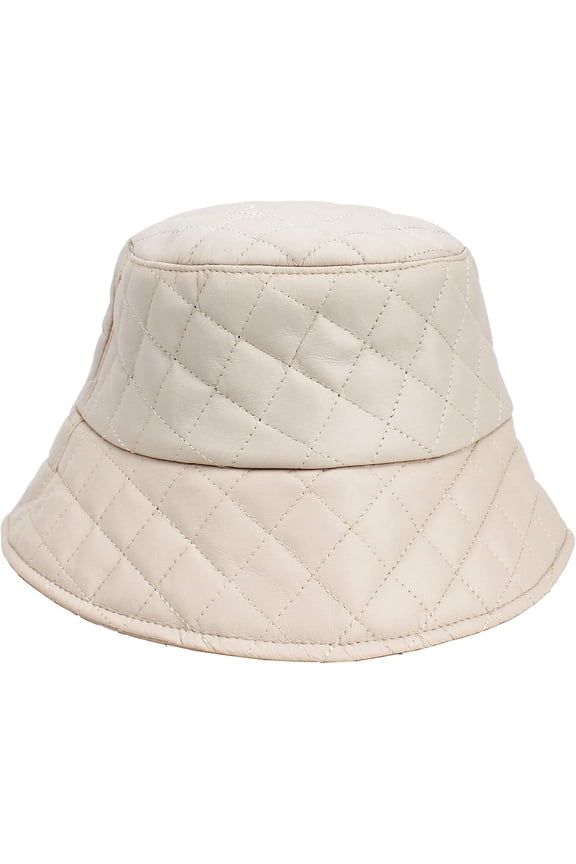 Women’s Winter Wide Brim Bucket Hat Matt Leather Floppy Hat Lattice Fisherman's Cap