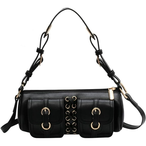 Kukuzhu Women’s Y2K Hobo Bag Punk Style Cylinder Shaped Shoulder Bag Fashion Purse Trendy Clutch with Adjustable Strap