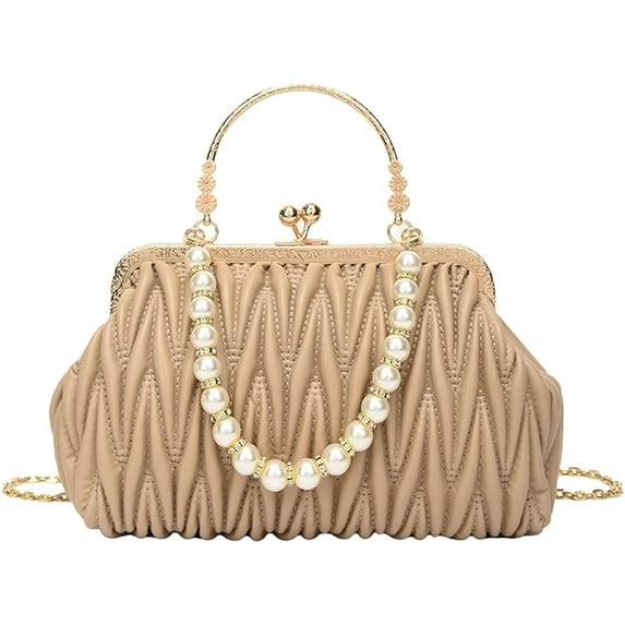 Kukuzhu Womens Clutch Purse Pearl Evening Bag Envelope Evening Bridal Wedding Party Club Purses Crossbody Handbags