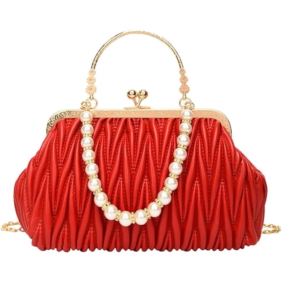 Kukuzhu Womens Clutch Purse Pearl Evening Bag Envelope Evening Bridal Wedding Party Club Purses Crossbody Handbags