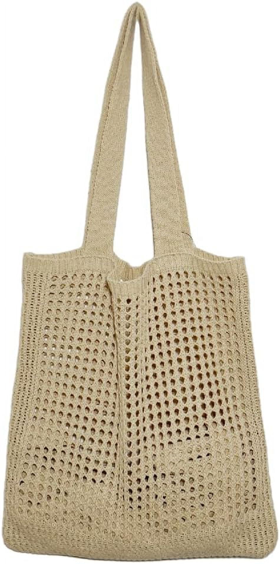 Kukuzhu Womens Large Beach Tote Bags Aesthetic Crochet Shoulder Handbags Knit Hobo bag for Travel Shopping Daily Use