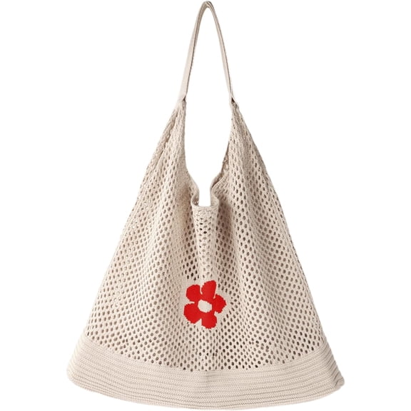 Kukuzhu Womens Large Mesh Knitted Hobo Shoulder Bag Market Beach Tote Handbag for Travel Shopping Grocery