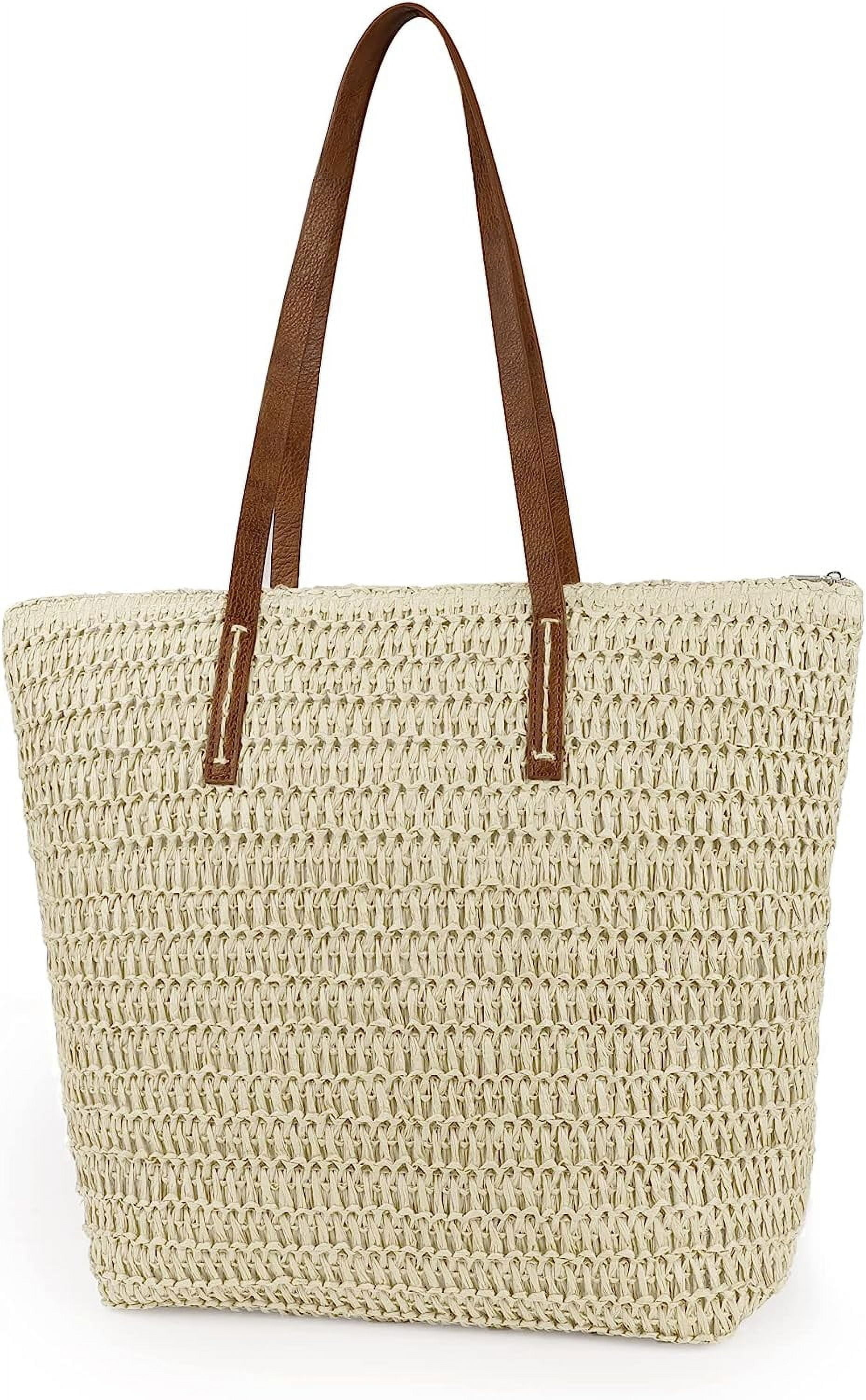 Kukuzhu Womens Large Straw Beach Tote Bag Handmade Woven Shoulder Bag ...