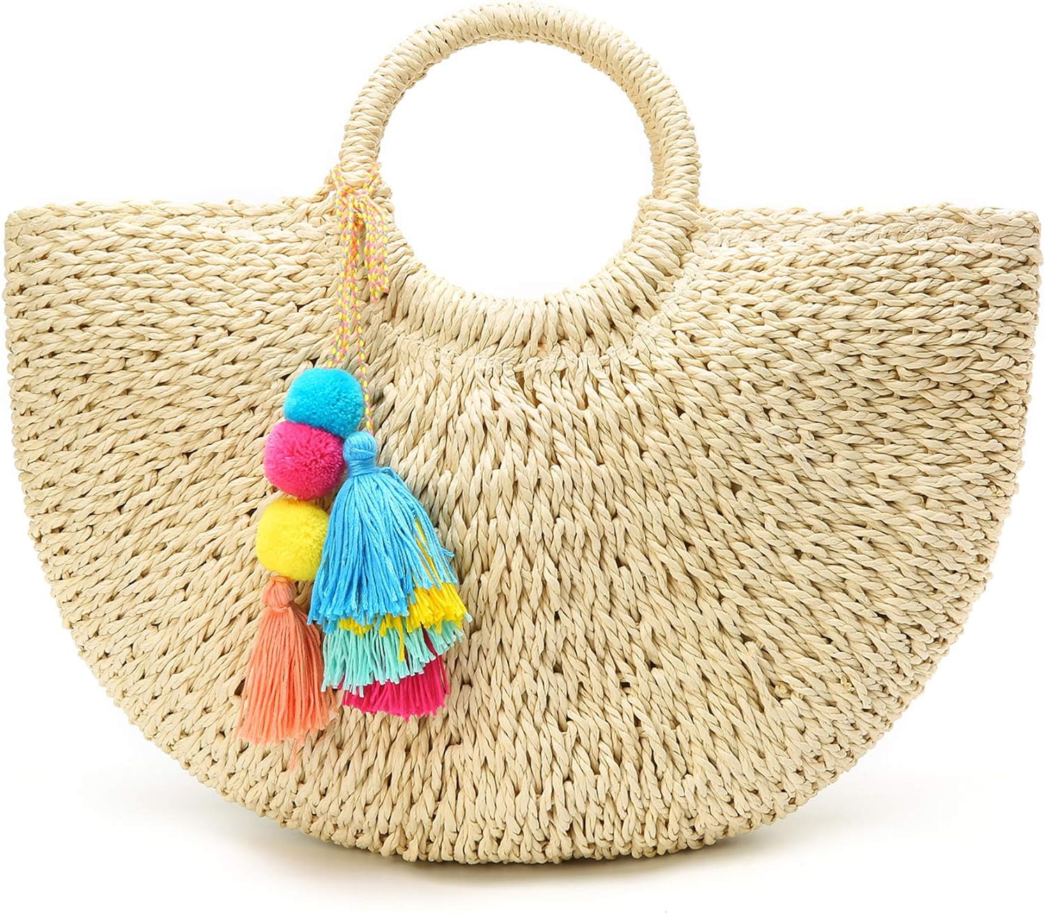 Kukuzhu Womens Large Straw Beach Tote Bag Hobo Summer Handwoven Bags ...