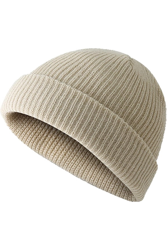 Womens Mens Chunky Knitted Cuffed Skull Caps Winter Warm Trawler Sailor Beanie Hats Casual Solid Color Fisherman Hat