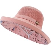 Kukuzhu Womens Mesh Sun Hats Summer Beach Floral Bucket Hat UV Protection UPF Packable Wide Brim Chin Strap Travel Breathable Stylish
