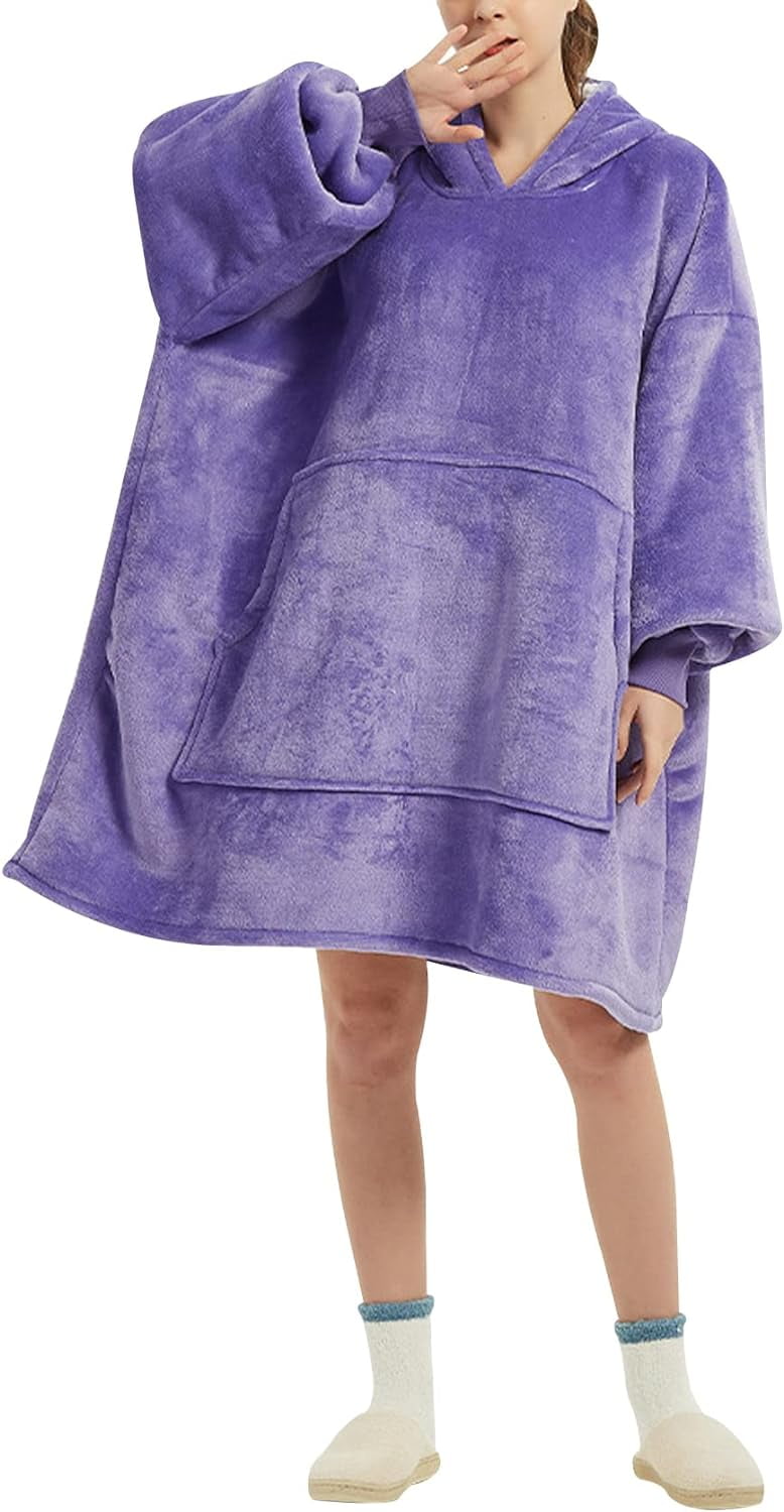 Kukuzhu Womens Oversized Wearable Blanket Sherpa Fleece Lined