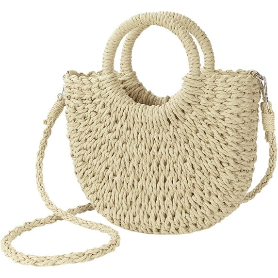 Kukuzhu Womens Straw Beach Bag Woven Crossbody Shoulder Bags Top Handle Satchel Handbag Purse for Summer