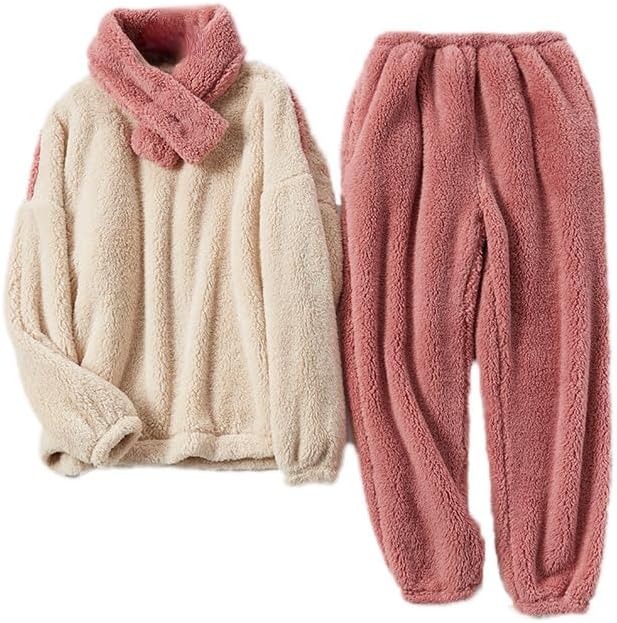 Kukuzhu Womens Two Piece Pajama Sets Soft Creneck Pullover Top Plain