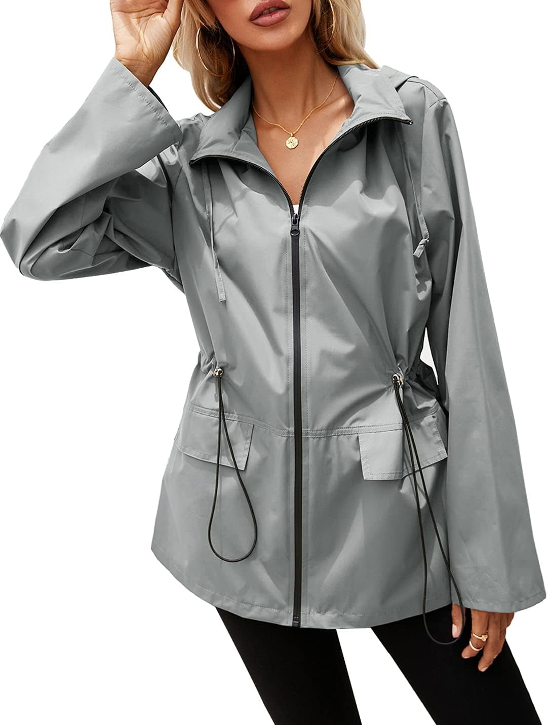 Kukuzhu Womens Waterproof Hooded Raincoat Lightweight Rain Jacket ...