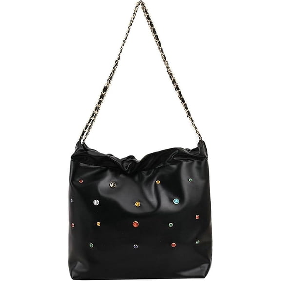 Kukuzhu Womens Y2K Bucket Bag Sparking Rhinestone Shoulder Bag Top Handle Satchels Silver Purse Sling Hobo Handbags