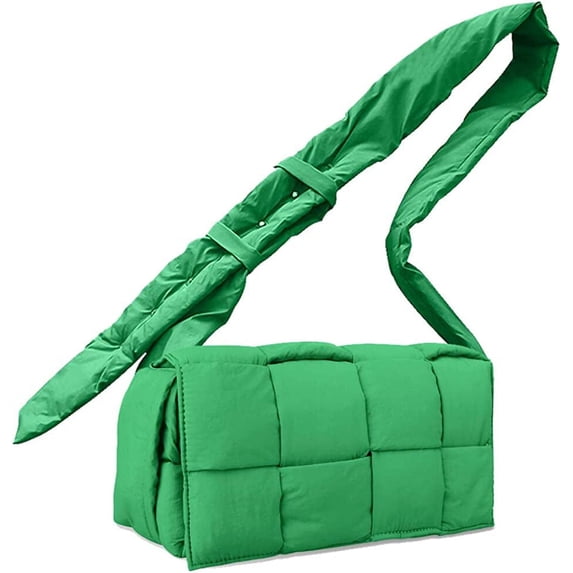 Kukuzhu Woven Bag Women Padded Designer Crossbody Bags Woven Purse Down Shoulder Bags for Women