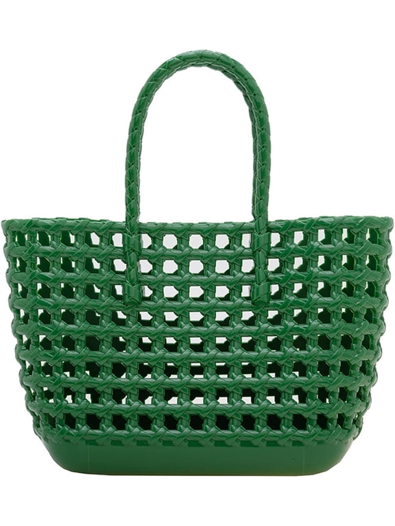 Woven Jelly Bag, Rubber Tote Bag Waterproof Travel Bags for Women Washable Totes Handbag for Sports Beach Pool