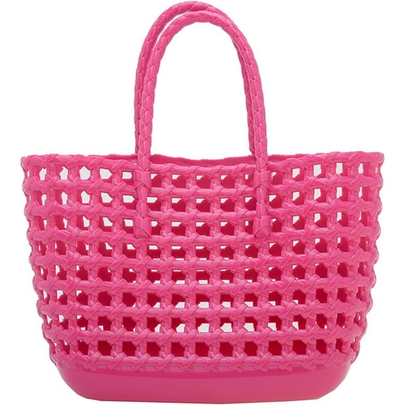 Kukuzhu Woven Jelly Bag, Rubber Tote Bag Waterproof Travel Bags for Women Washable Totes Handbag for Sports Beach Pool