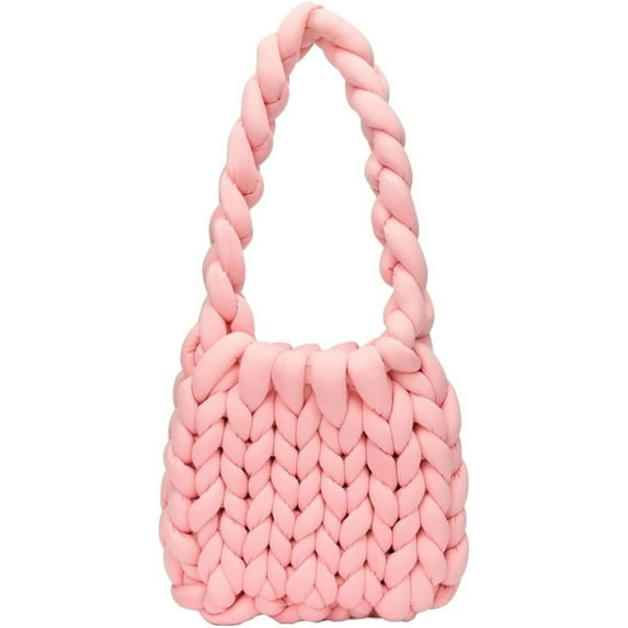 Kukuzhu Woven Tote Bag Women Bucket Shoulder Bag Chic Soft Shopping Hobo Bag