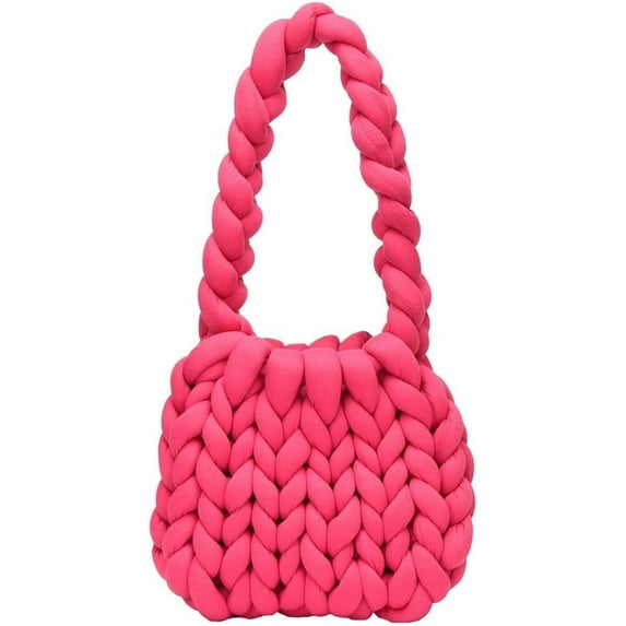 Kukuzhu Woven Tote Bag Women Bucket Shoulder Bag Chic Soft Shopping Hobo Bag