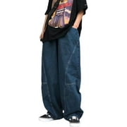 Kukuzhu Y2K Baggy Jeans for Women Men Harajuku High Waisted Wide Leg Jeans Gothic Pants Punk Cargo Jeans Streetwear