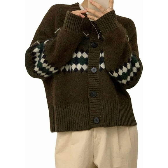 Kukuzhu Y2K Women Long Sleeve Knitted Cardigan Button Down Vintage Sweater Fairy Grunge Jacket Cottagecore Clothes