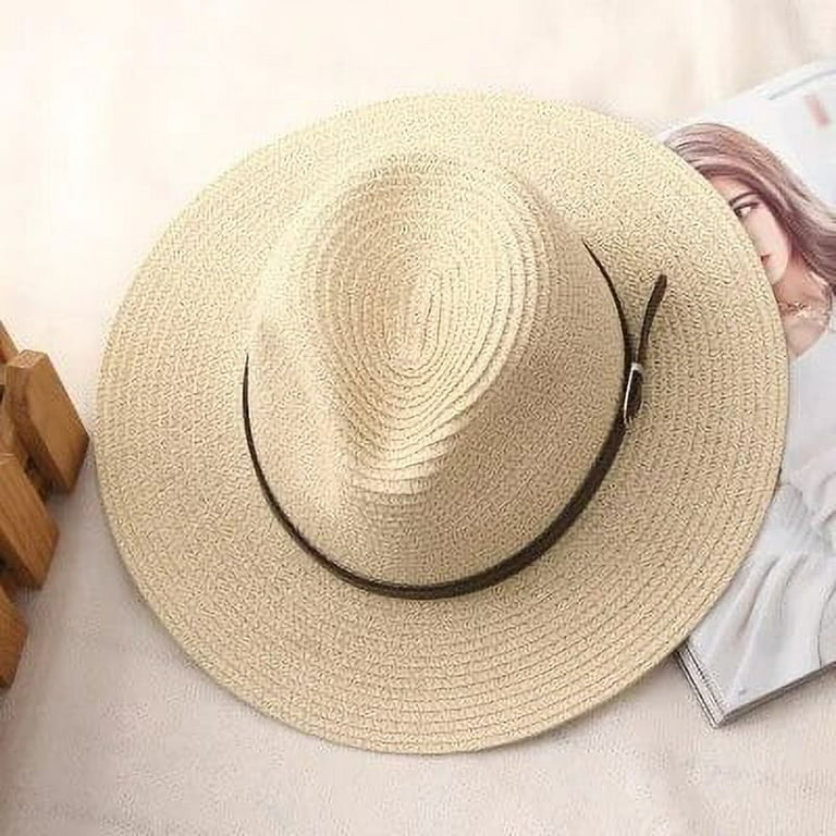 Kukuzhu [oZyc]sombreros women summer hat men classic black girdle Panama  sunhats Jazz Hat beach hats for women chapeau de paille femme