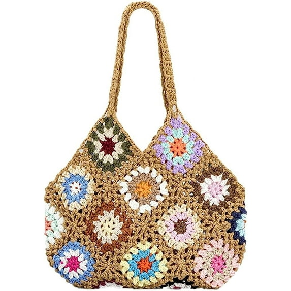 Kukuzhu women Woven Handbag Handmade Woven Bag Vacation Bag Retro Fashionable Shoulder Bag Girls Bag