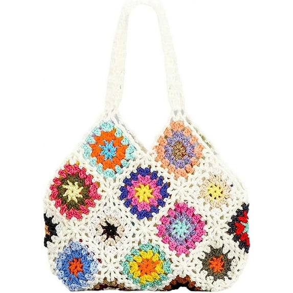 Kukuzhu women Woven Handbag Handmade Woven Bag Vacation Bag Retro Fashionable Shoulder Bag Girls Bag