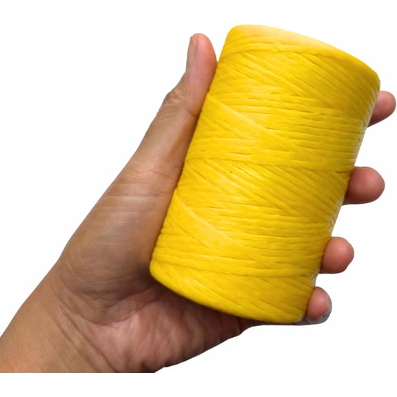 Kulay Artificial Deer Sinew Lemon Yellow Waxed Flat Polyester Thread for Beading, Leather, Tie-dye Crafts and Sewing, Lemon Orange Sinue (5-Ply, 272 Yards or 816 Feet)