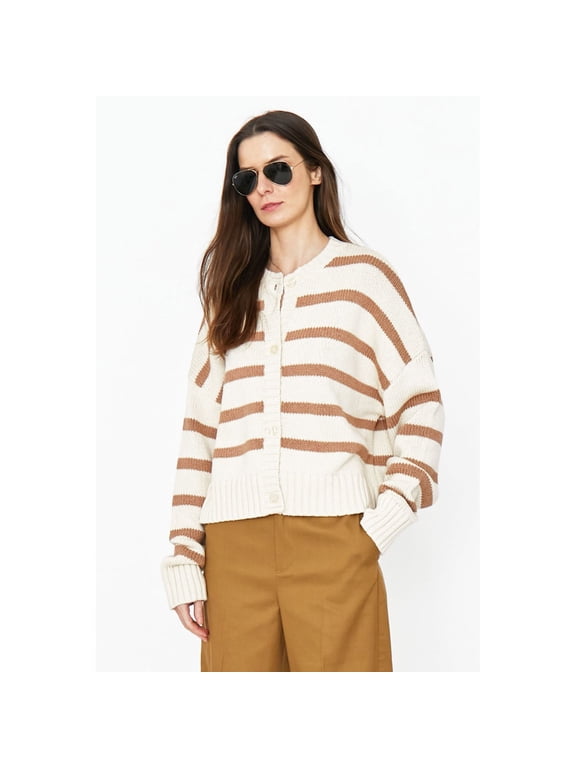 CREAM/TOFFEE Women's The Edith Wool Cardigan Sweater, US Small