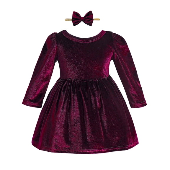 Kuleyang 2PC Toddler Baby Girls Velvet Tutu Dress Long Sleeve Princess Birthday Party Twirl Wedding Dresses Spring Clothes 12-18 Months