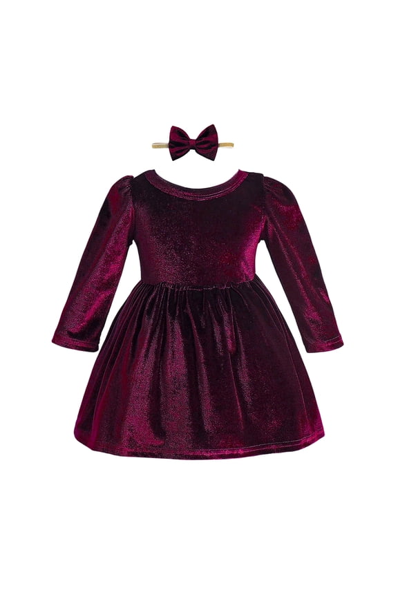 2PC Toddler Baby Girls Velvet Tutu Dress Long Sleeve Princess Birthday Party Twirl Wedding Dresses Spring Clothes 18-24 Months