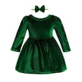 thumbnail image 1 of Kuleyang 2PC Toddler Baby Girls Velvet Tutu Dress Long Sleeve Princess Birthday Party Twirl Wedding Dresses Spring Clothes Green 18-24 Months, 1 of 8