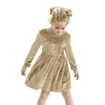 thumbnail image 1 of Kuleyang 2PC Toddler Baby Girls Velvet Tutu Dress Long Sleeve Princess Christmas Birthday Party Twirl Wedding Dresses Fall Winter Clothes Khaki 3-4Y, 1 of 9