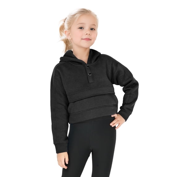 Girls Clothes Girls' Hoodies Sweatshirts with Pocket Fleece Warm Half Zipper Pullover Crop Top Long Sleeve Sweater for Teen Girls 6-12 Y