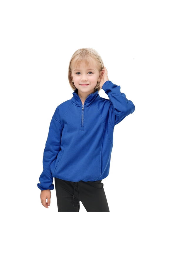 Girls Clothes Little Girls Hooded Sweatshirt Half Zipper Collar Cropped Hoodies Long Sleeve Fleece Zip Up Pullover Fall Winter Warm Sweatshirts for 5-12 Years Girls