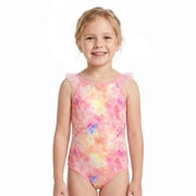 Girls One Piece Mermaid Scale Print Swimwear Colorful Bathing Suits Cute Kids Princess Beach Swimsuit for Kids Girls 3-8 Years