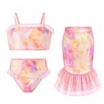 thumbnail image 1 of Girls 3-Piece Mermaid Ruffled Bikini Swimsuit Set Fish Tail Skirt Bottom Bathing Suit Bikini Swimwear for Kids Girls 3-8 Years Beach Pool Party, 1 of 10