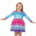 thumbnail image 1 of Kuleyang Toddler Girls Colorful Layered Tutu Dress Sparkling Mermaid Scales Long Sleeve Spring Tulle Ruffle Party Dresses for Toddler Kids 3-8 Years, 1 of 8