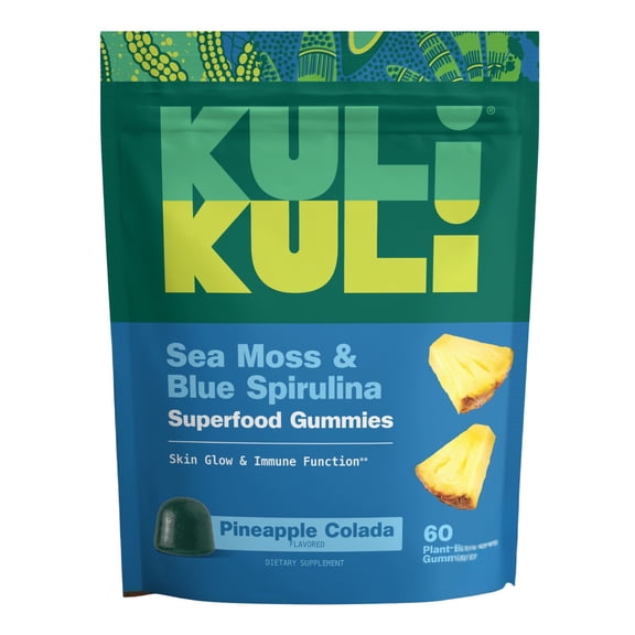 Kuli Kuli Sea Moss & Blue Spirulina Gummies, Supplement for Skin & Immunity, 60 Count